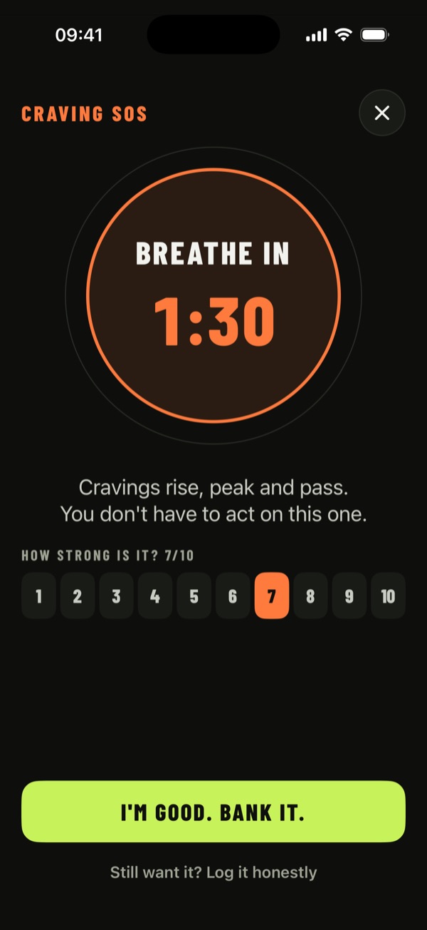 Craving SOS breathing screen